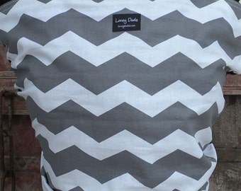 ORGANIC BAMBOO Baby Wrap Sling Carrier-Gray Chevron on Black-One Size Fits All-Newborn to Toddler-DvD Included