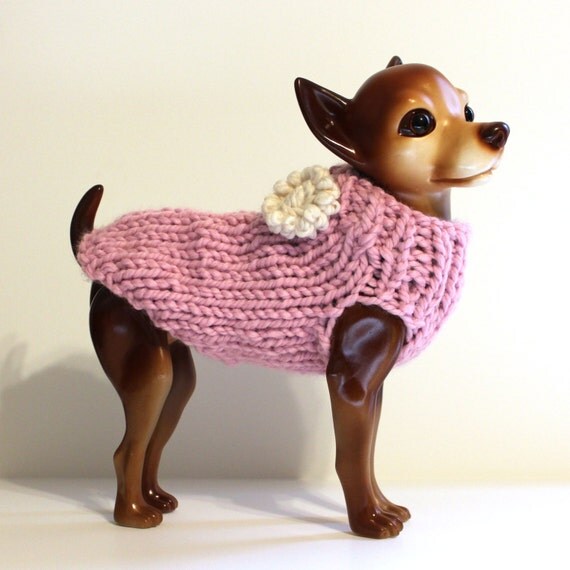 Pink Dog Sweater Hand Knit