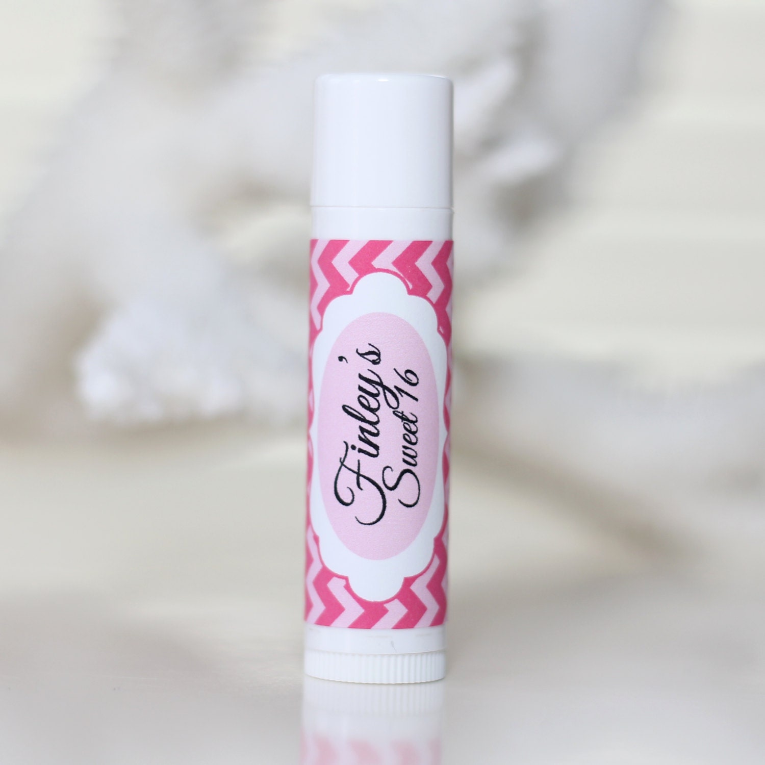 Personalized Lip Balm Stickers PINK CHEVRON Personalized