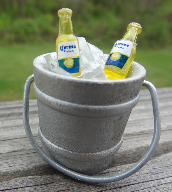Painted Miniature Bucket of Beer Wedding Cake topper beach