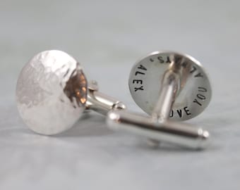 Father's Day, Custom Cufflinks, Personalized Cufflinks, Solid Sterling Silver Cuff links, Groomsmen Cufflinks, Menspersonalized cuff links
