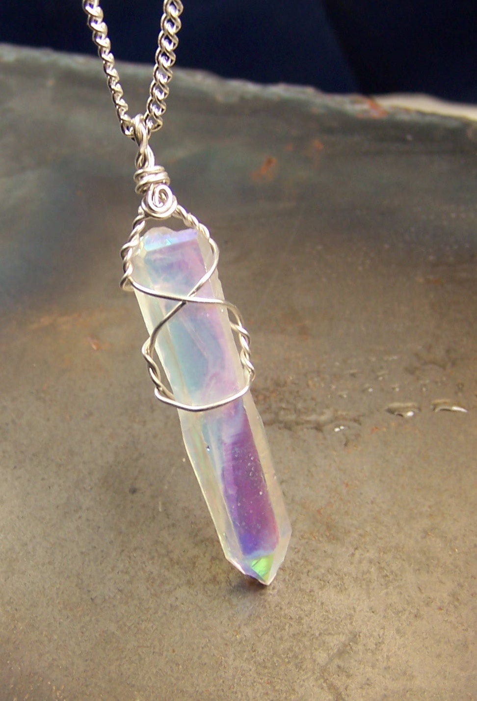 Wire wrap Crystal Angel Aura wire wrap Sterling Silver