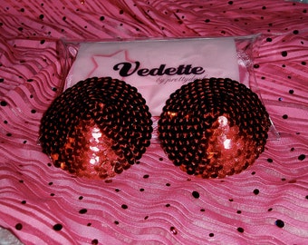 Red Sequin Pasties, LG, w/box