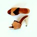 vintage PLATFORM heel / 1970s tooled leather ITALIAN clog