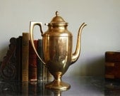 ON SALE Dirigold Coffee Pot 1930s Brass Regal art deco Teapot Vintage Dirilyte Engraved Gold Holloware
