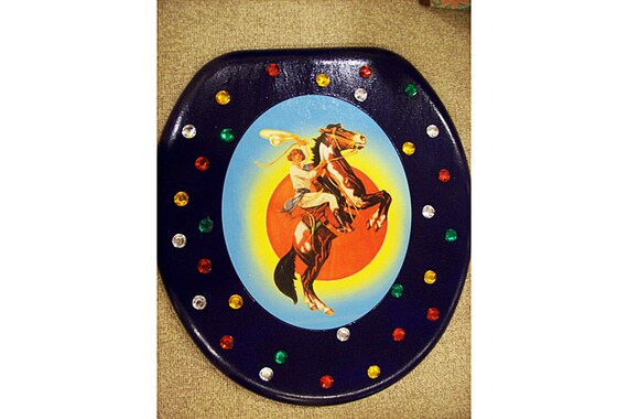 Retro Cowboy Or Cowgirl Toilet Seat Vintage 1950s Western