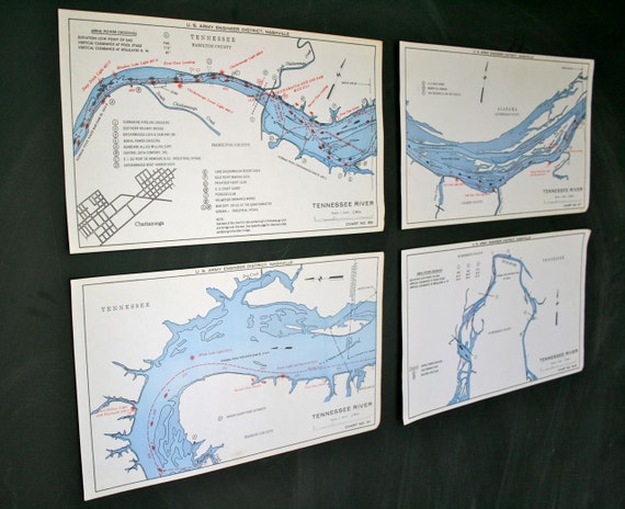 4 Vintage Tennessee River Navigation Charts   Il 570xN.444272514 Cq05 