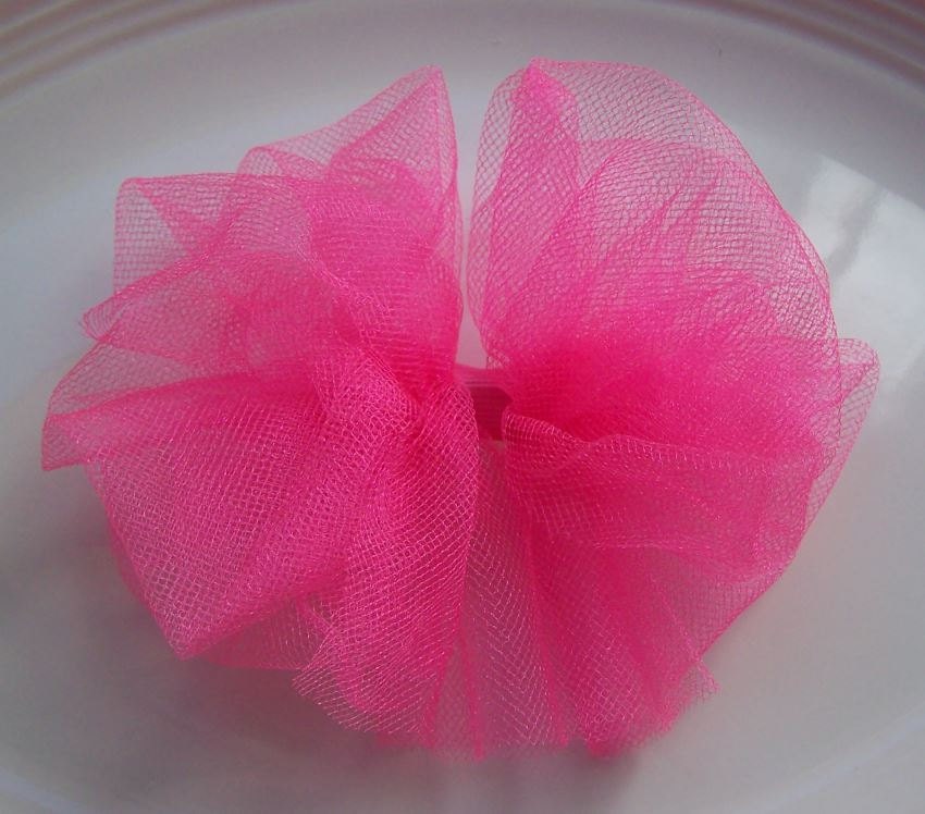 Hot Pink Tulle Hair Bow Pink Hair Bow Tulle Bow by SherryLPhillips