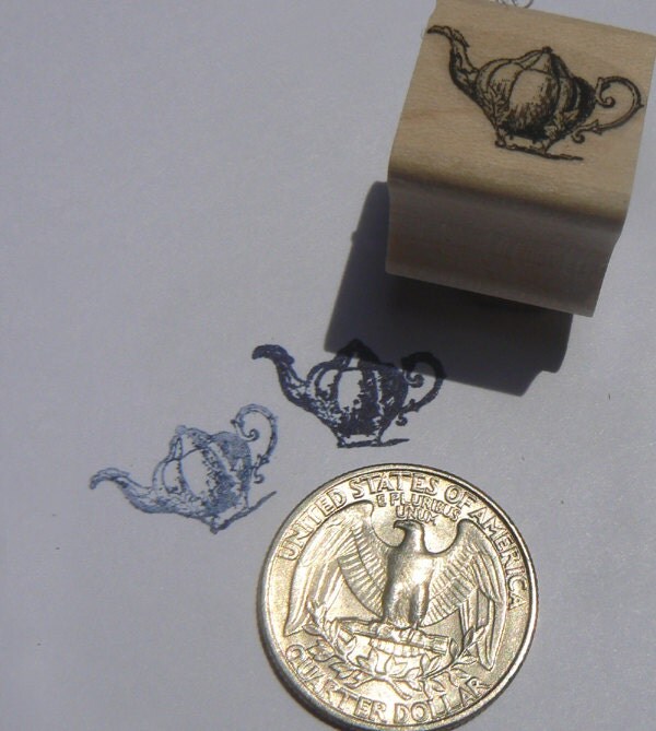 P24 miniature teapot rubber stamp Wm by dragonflybuzz on Etsy