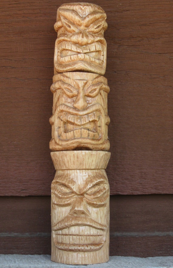 SALE Carved wooden stackable Tikis by SoapwoodArtStudio on Etsy