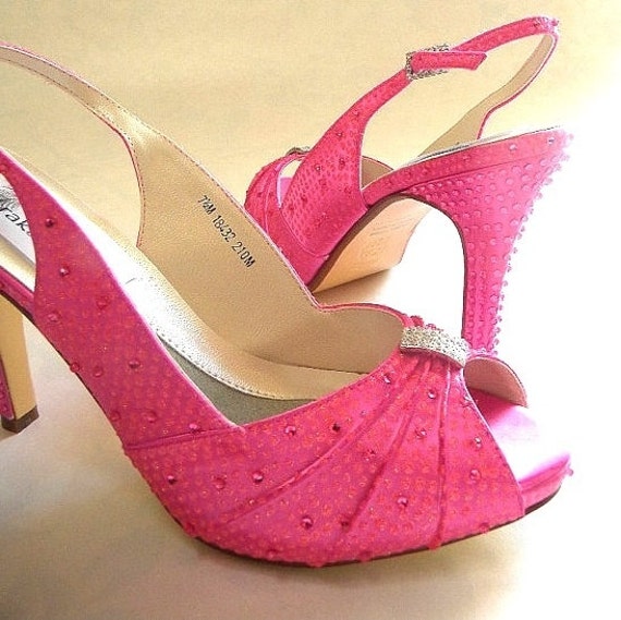 Wedding shoes Sexy hot pink Legally Blonde crystals and dots
