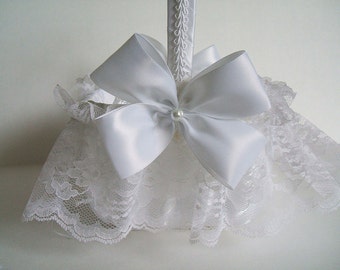 Square Brocade Basket Handmade "Nuance" Flowergirl White or Ivory