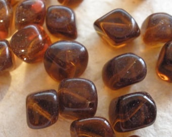 Vintage Glass Beads (24)(10x7mm) German Rootbeer Brown Beads