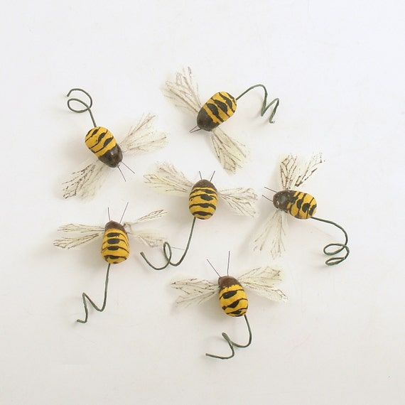 Bee Picks Bumble Bees on Wire Stems