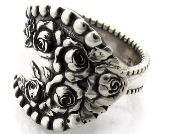 Sterling Silver Spoon Ring Size 6-9 Lancaster Rose