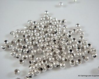 250 Silver Spacer Beads 2mm Plated Iron Metal Beads - 4.5 grams - M7046-S250
