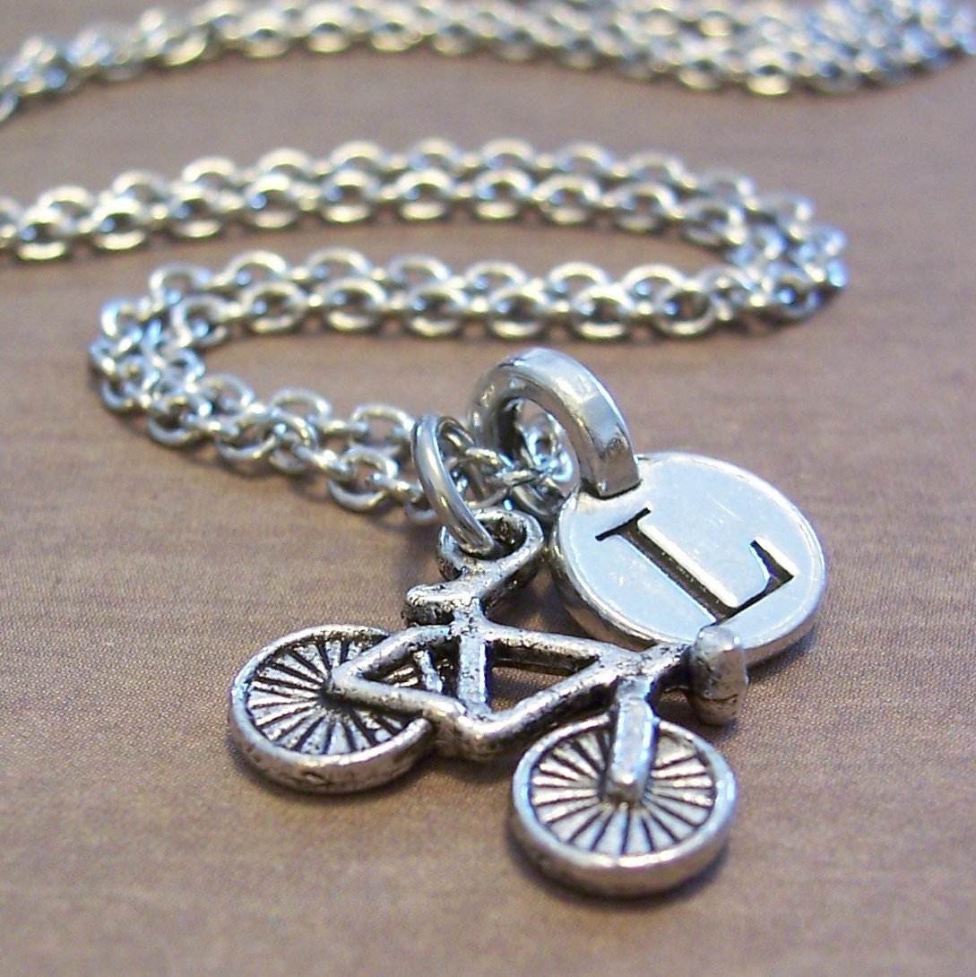 Personalized Bicycle Charm Necklace Silver Bike by FiftyEighteen