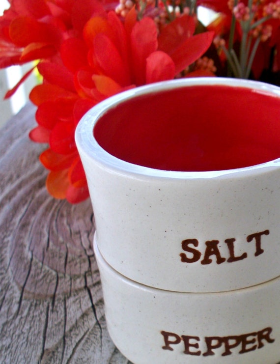 Stacking Salt and Pepper Bowls Ceramic Countertop Salt