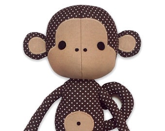 Sewing pattern Cute Monkey cloth doll plushie PDF epattern DIY