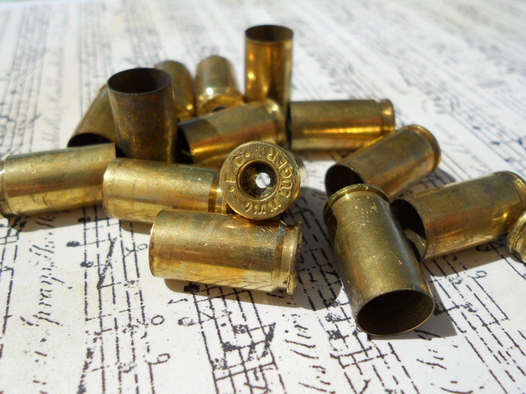 15 brass shell casings 9mm primer removed by AtticRat on Etsy