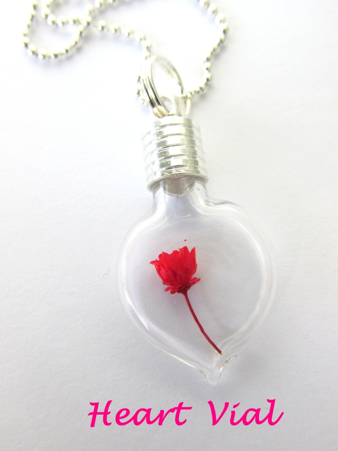 20 DIY Heart Bottle Glass Vials Pendants Necklace 28mm Charms