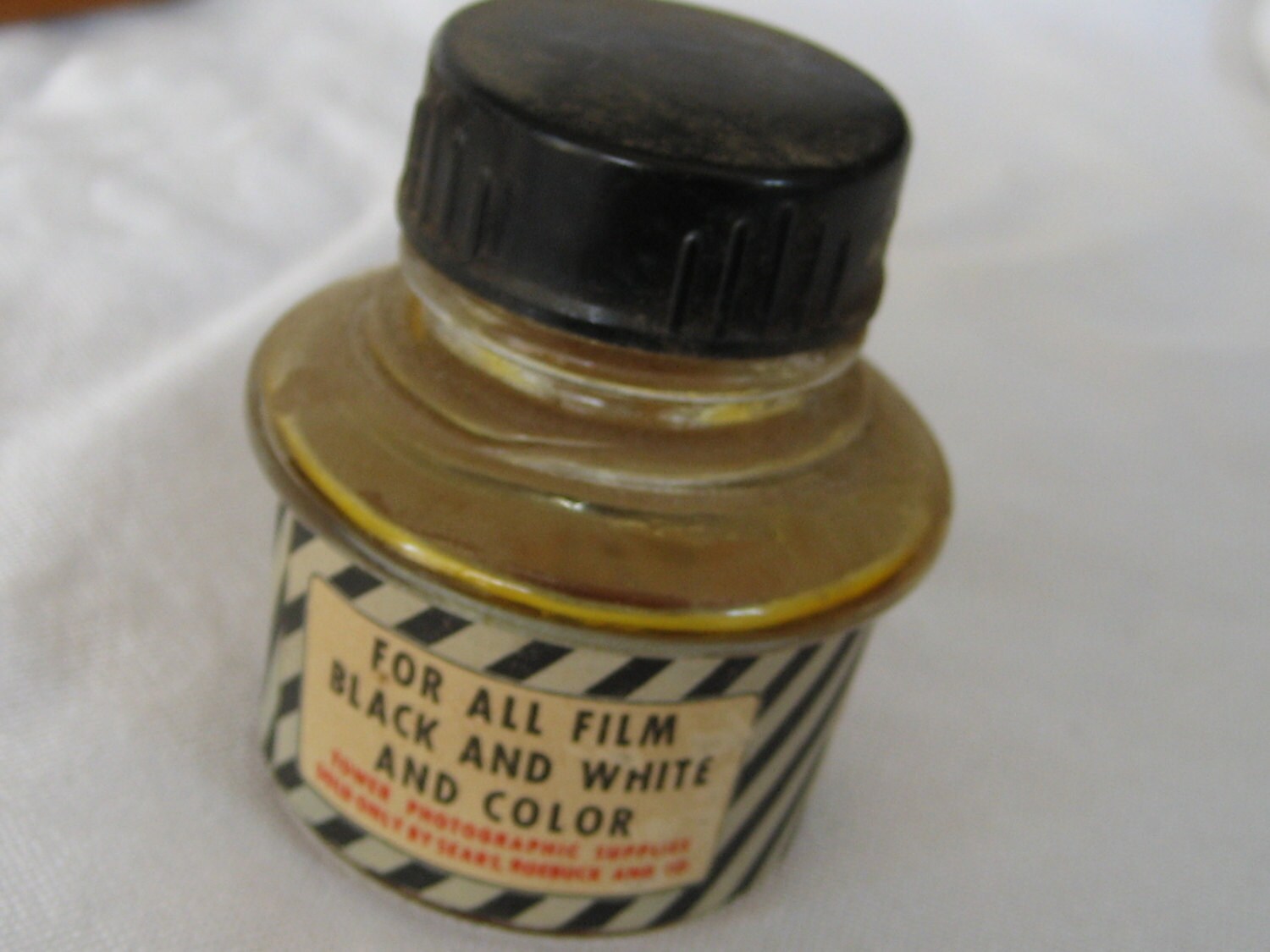 VINTAGE Glass Bottle of Film Cement Glue for Photographs by abandc