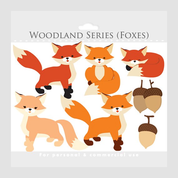 Fox clipart whimsical foxes clip art cute woodland