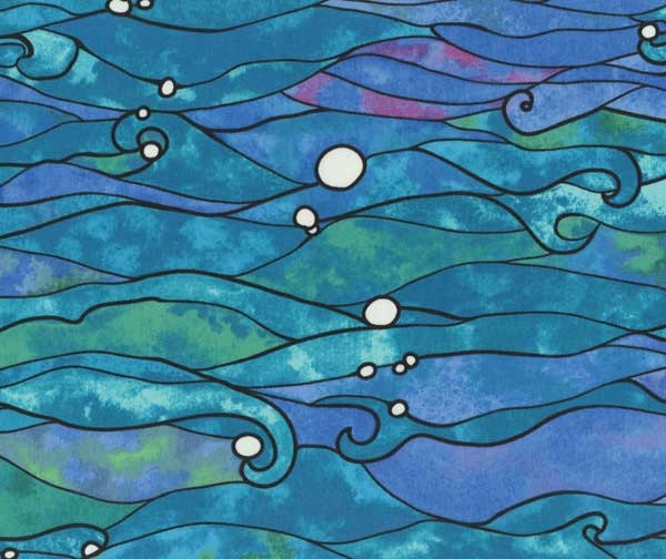 Stained Glass Ocean Waves Pacific Hoffman Avalon Fabric 2