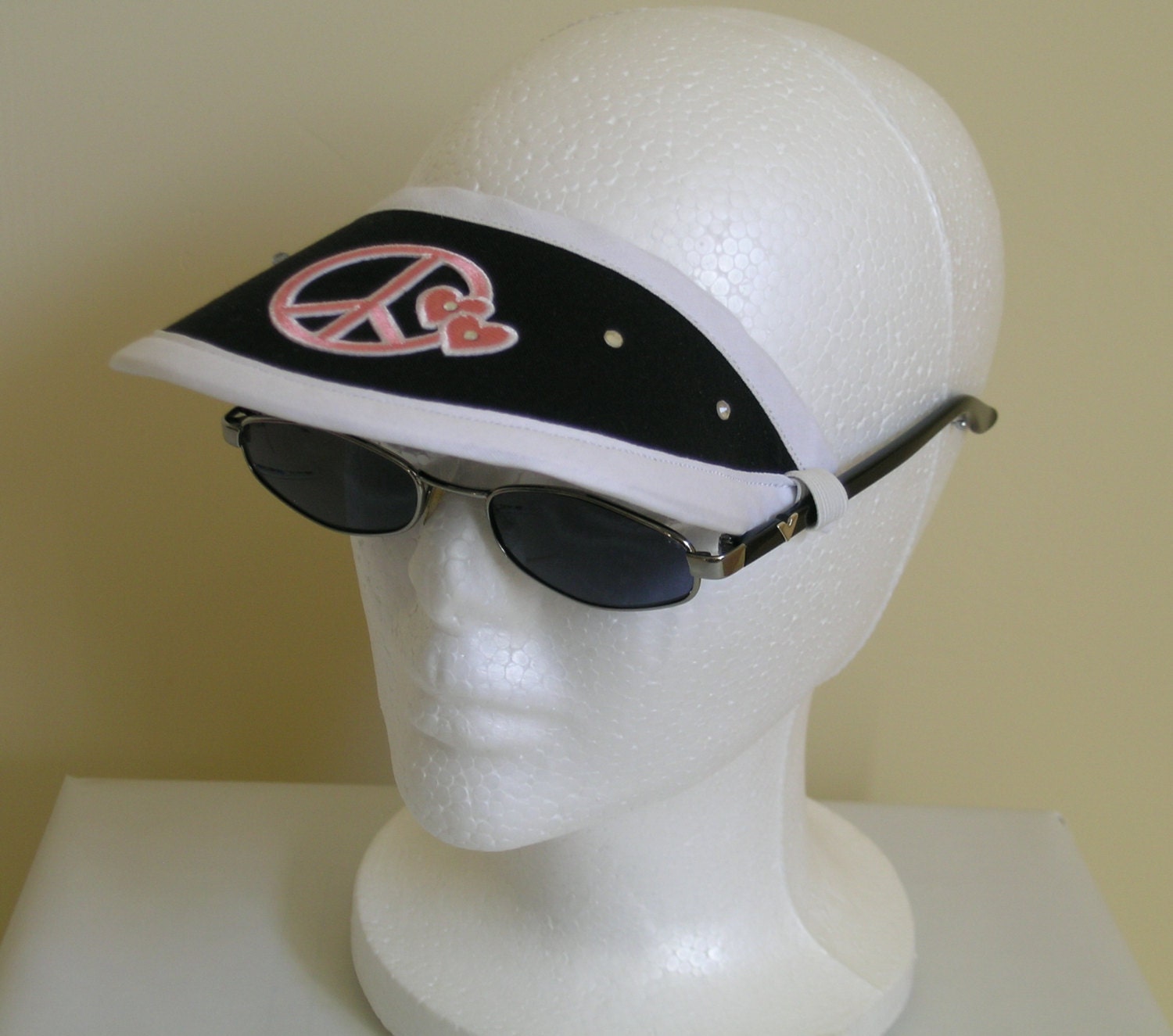 Sunglass Visor With Peace Sign And Crystal Rhinestones Visor 