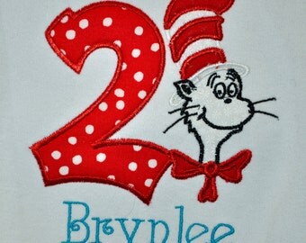 Monogrammed Cat in the Hat birthday shirt