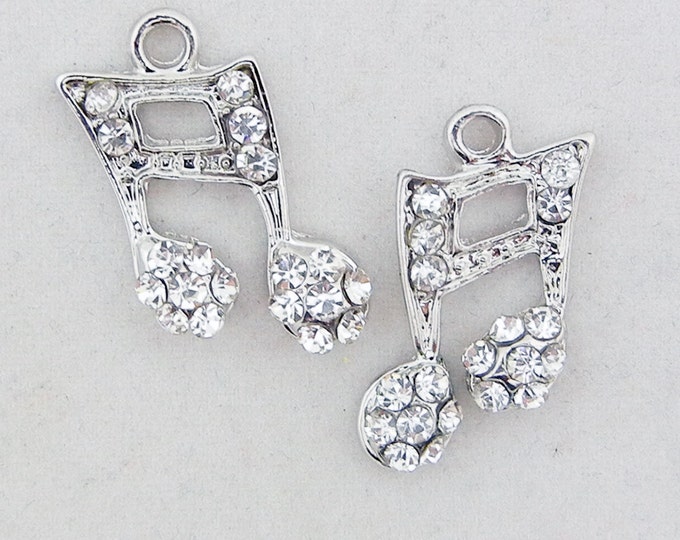 Small Pair of Antique Silver-tone Musical Double Note Charms