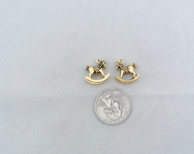 Pair of Gold-tone Pewter Rocking Horse Charms