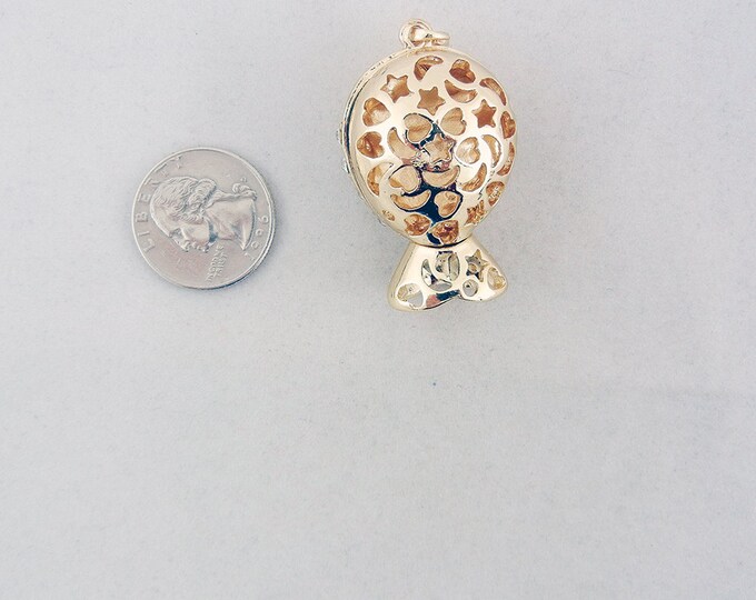 Gold-tone Dimensional Fish Pendant Rhinestones