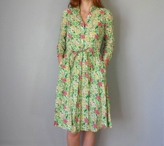 Vintage TALBOTS Dress / 1970s Dress / Cotton Shirt Dress