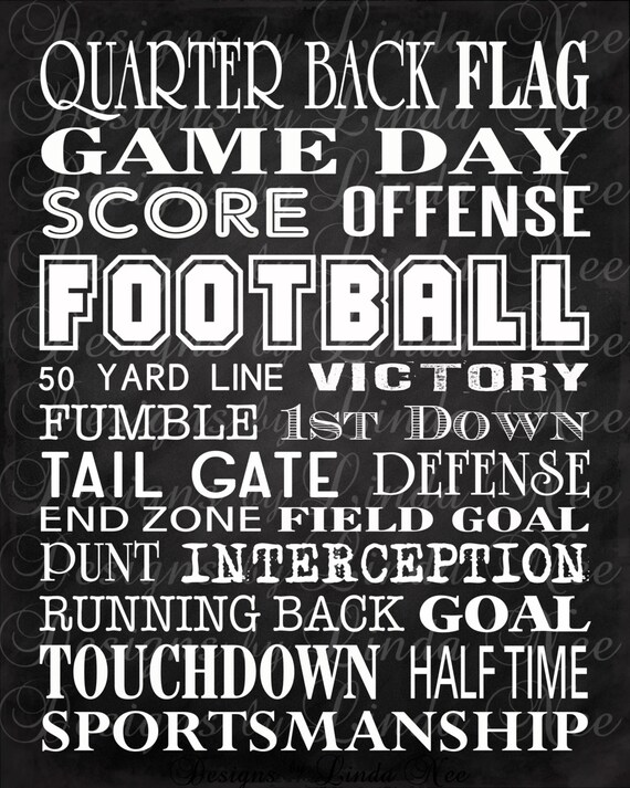 Super Bowl Printable FOOTBALL Typography Subway Art Wall