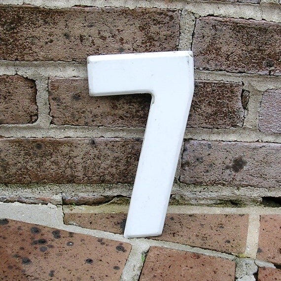 Vintage Metal Number 7 Chippy Painted Number 7 Old Rustic