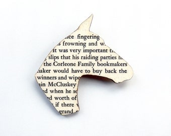 The Godfather - Horse brooch. Classic book brooches made with original pages.