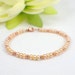 Slender peach pearl copper bracelet freshwater beaded jewelry