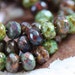 RUSTIC EARTH .. 10 Picasso Glass Czech Rondelle Beads 6x9mm (1364-10)