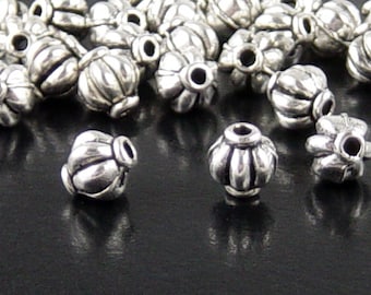 Bead Spacer 50 Antique Silver Corrugated Round 6mm x 5.4mm (1110spa06s1)xz