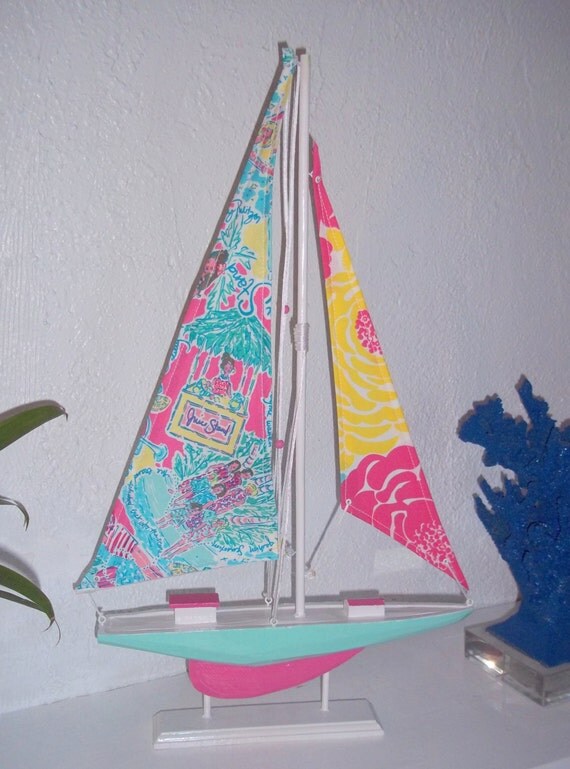 22 Sailboat accented with Lilly Pulitzer by MyPinkAndGreenGarden