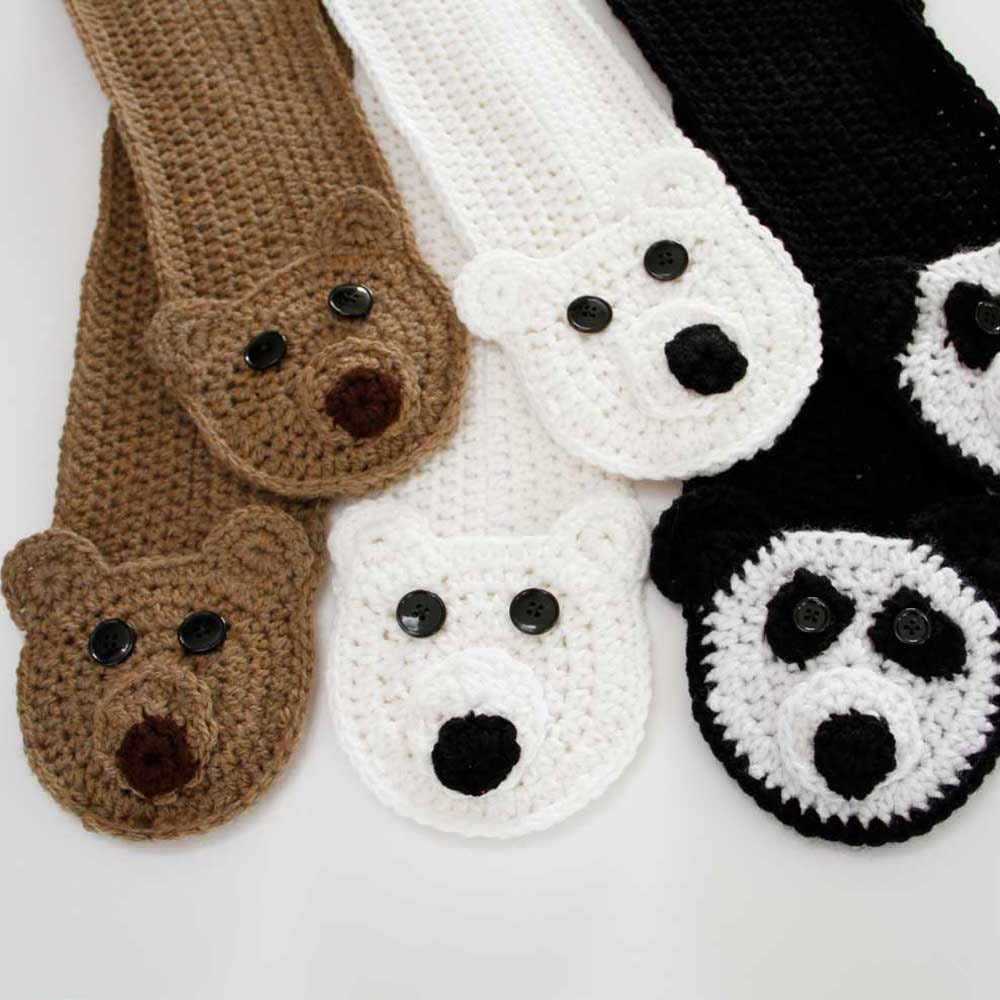 3 Bears Pocket Crochet Scarf Pattern PDF Polar Panda and
