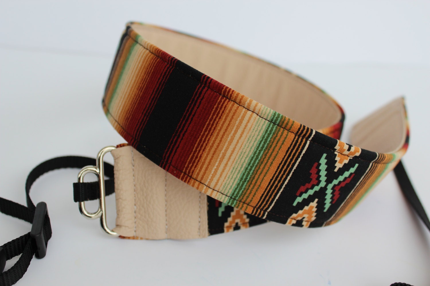 Camera strap in Navajo blanket southwest print with real
