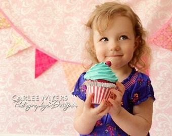 Fake Cupcake "Under The Big Top" Collection Turquoise Frosting Hot Pink Cake Funky Standard Size Cupcake