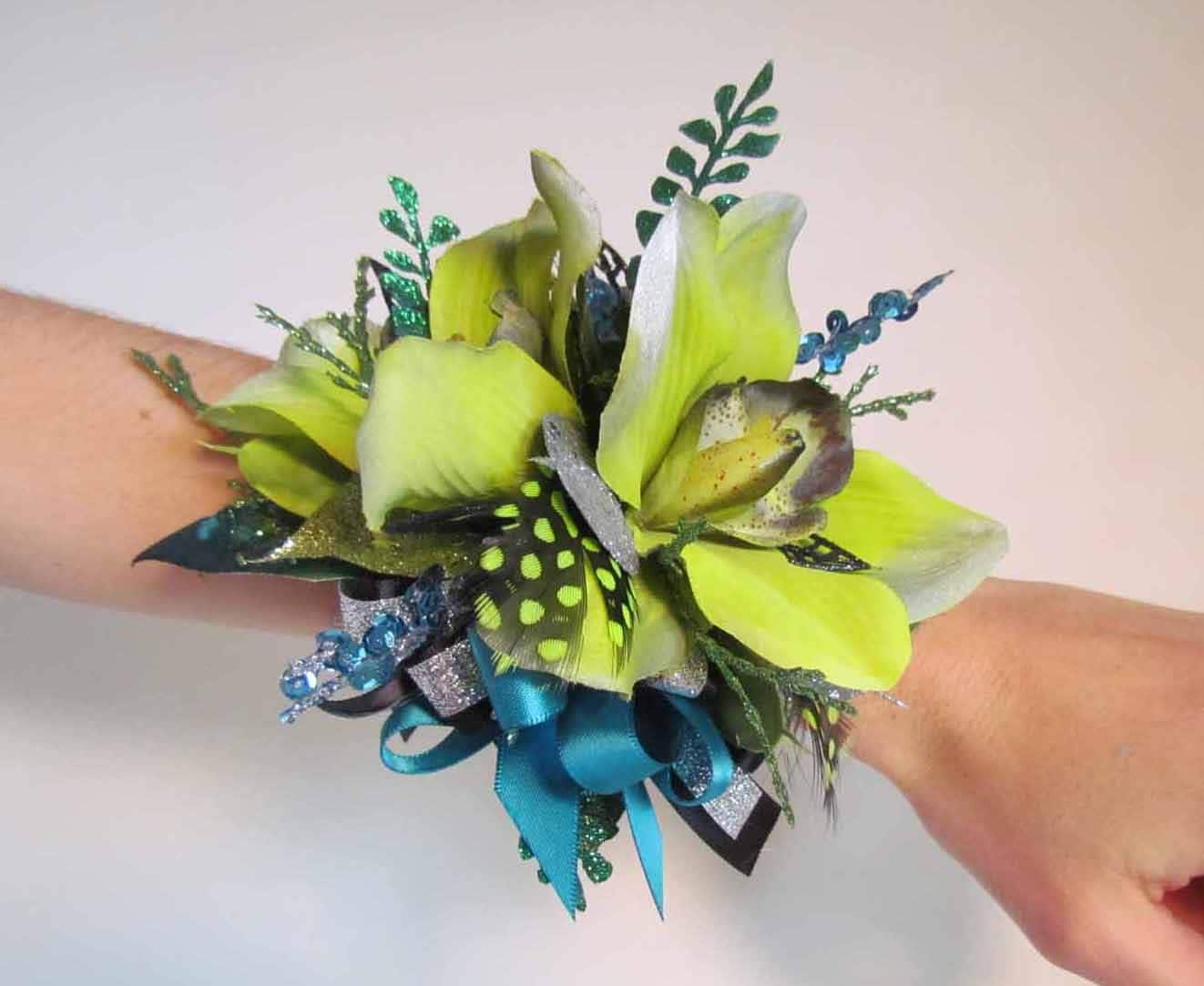 SALE PRICED Lime Green Orchid Prom Corsage...Ready to by justanns