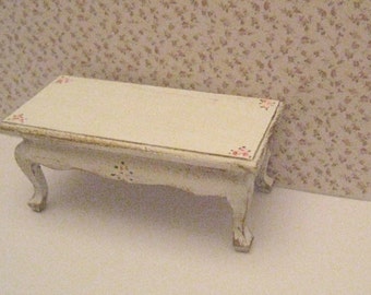 Dollhouse coffee table, shabby chic coffee table, cocktail table, dollhouse furniture, Twelfth scale, dollshouse miniature