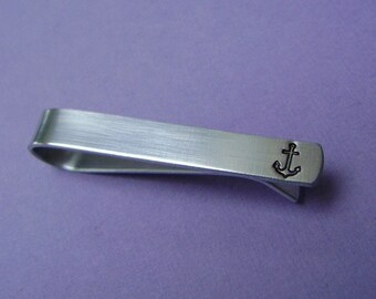 Anchor Tie Clip // Anchor Tie Bar // Nautical // Fisherman // Hand Stamped // Custom // Groomsmen // Gift for Him // Anniversary // Dad