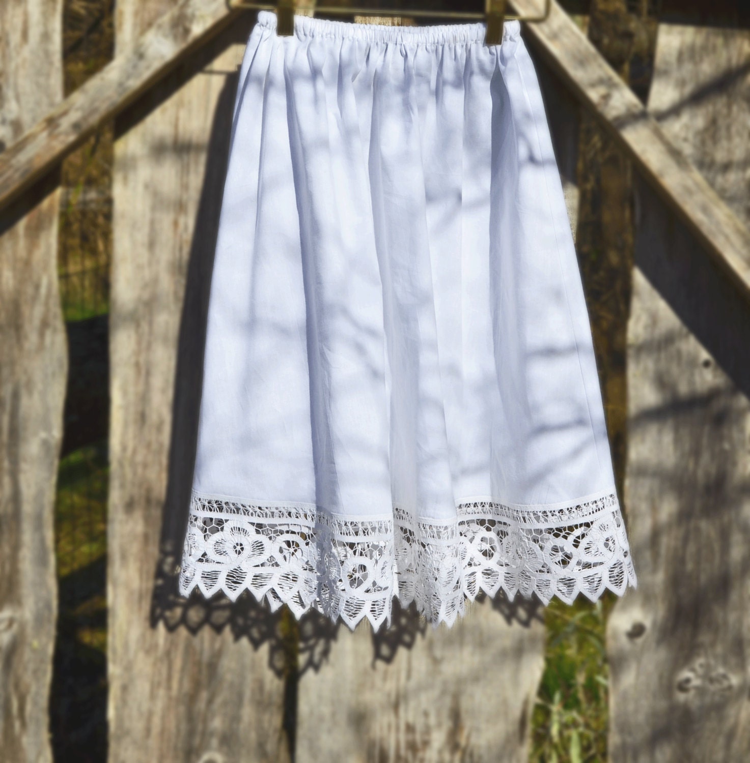 Vintage Lace Cotton Half Slip Extender Battenburg Lace Summer