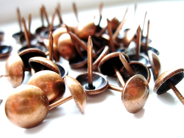 Round Copper Upholstery Tacks with 7/16 Dome by