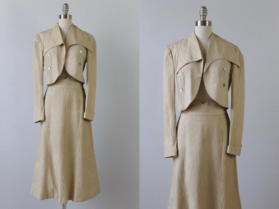 Vintage 1940s Suit / 40s Pinstripe Suit / by TheVintageMistress